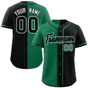 Custom Kelly Green Black Stripe-Solid Combo Fashion Authentic Baseball Jersey