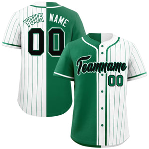 Custom Kelly Green White Stripe-Solid Combo Fashion Authentic Baseball Jersey