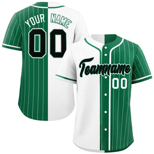 Custom White Kelly Green Stripe-Solid Combo Fashion Authentic Baseball Jersey