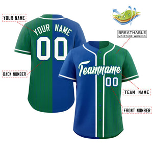 Custom Royal Kelly Green Stripe-Solid Combo Fashion Authentic Baseball Jersey