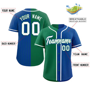 Custom Kelly Green Royal Stripe-Solid Combo Fashion Authentic Baseball Jersey