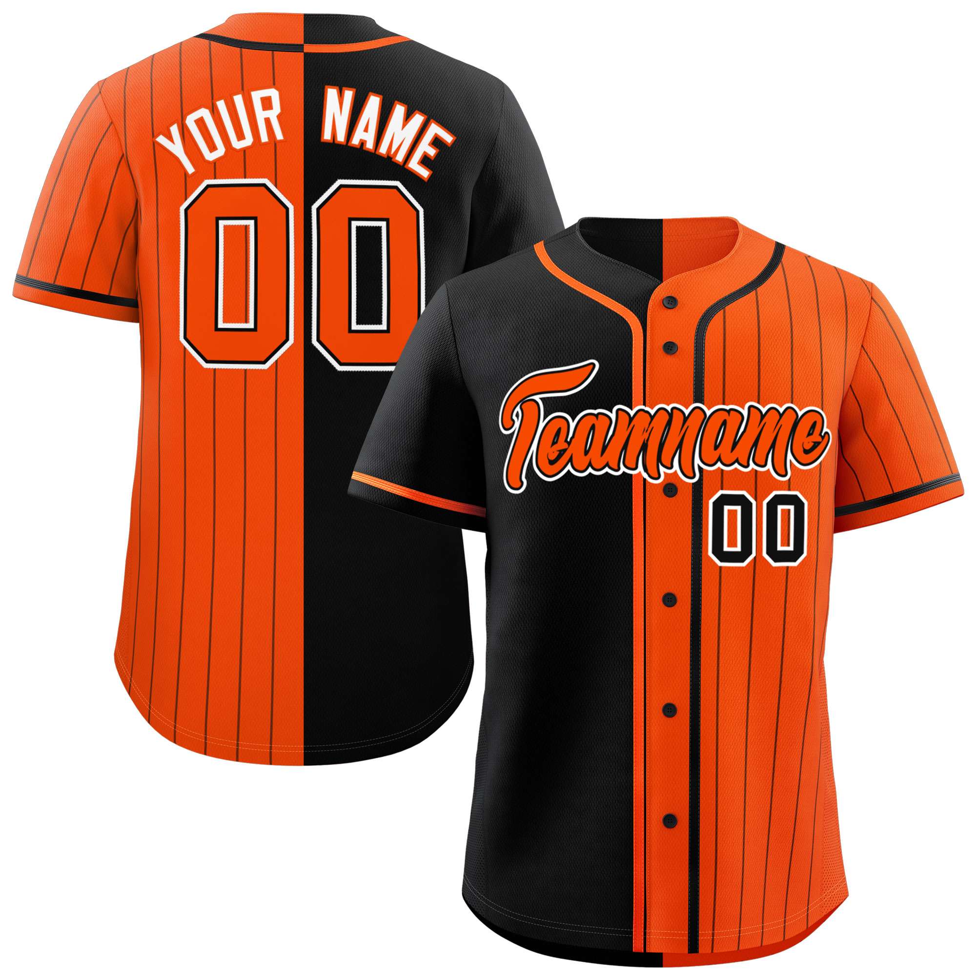 Custom Black Orange Stripe-Solid Combo Fashion Authentic Baseball Jersey