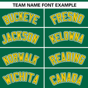 Custom Kelly Green Gold Raglan Sleeves Gradient Thick Stripe Authentic Baseball Jersey