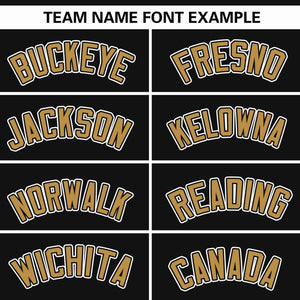 Custom Black Old Gold Raglan Sleeves Gradient Thick Stripe Authentic Baseball Jersey