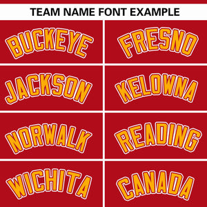 Custom Red Yellow Raglan Sleeves Gradient Thick Stripe Authentic Baseball Jersey