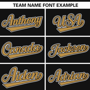 Custom Black Old Gold Raglan Sleeves Gradient Thick Stripe Authentic Baseball Jersey