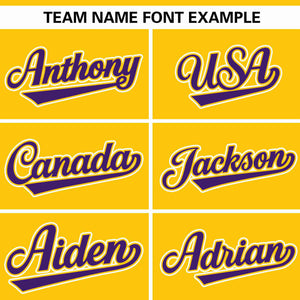 Custom Gold Purple Raglan Sleeves Gradient Thick Stripe Authentic Baseball Jersey