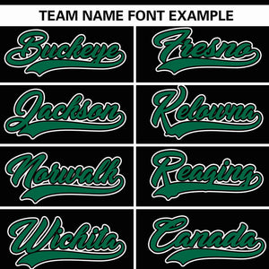 Custom Black Kelly Green Raglan Sleeves Gradient Thick Stripe Authentic Baseball Jersey