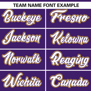 Custom Purple Gold Raglan Sleeves Gradient Thick Stripe Authentic Baseball Jersey