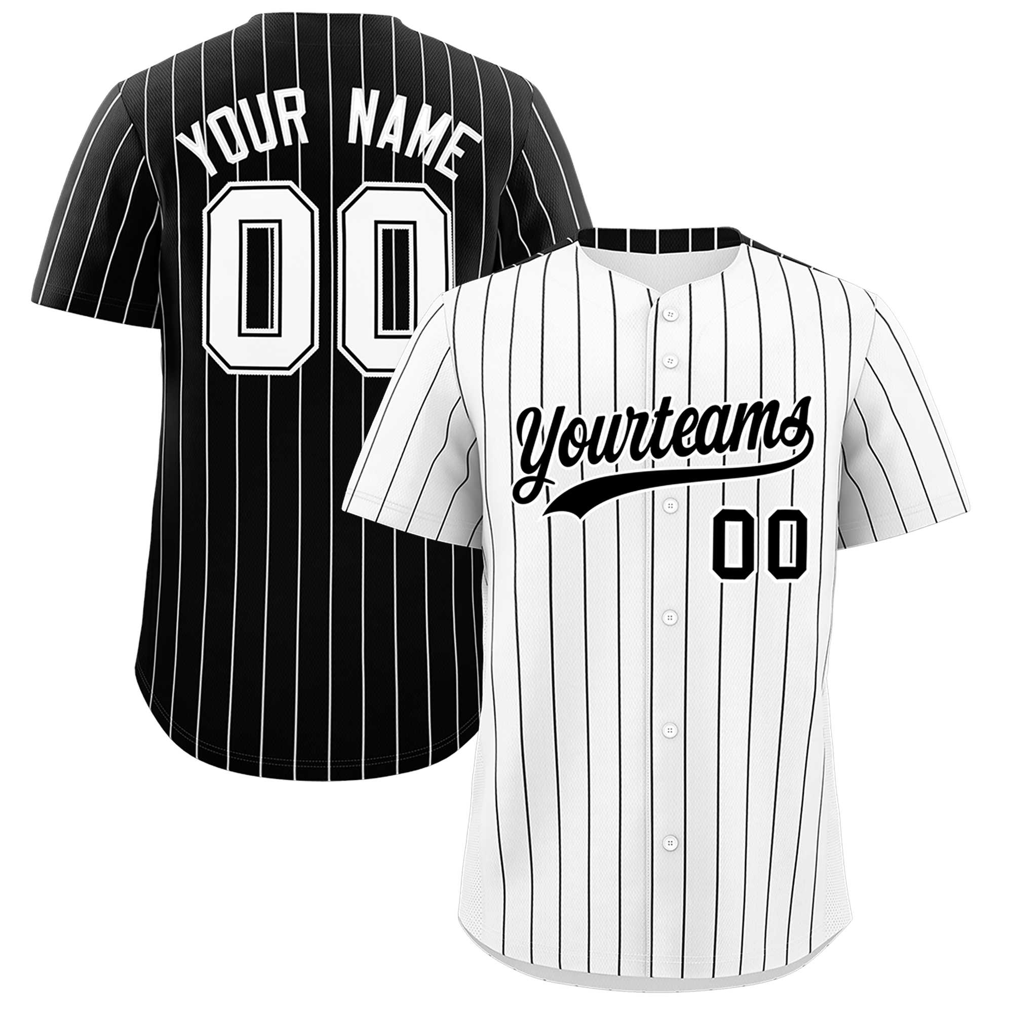 Custom White Black Pinstripe Personalized Two-Tone Authentic Baseball Jersey