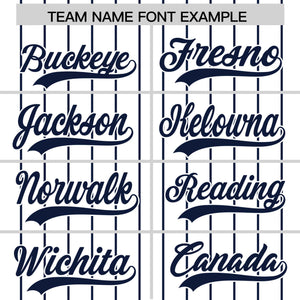 Custom White Navy Pinstripe Personalized Two-Tone Authentic Baseball Jersey