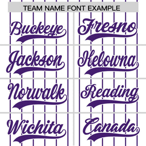 Custom White Purple Pinstripe Personalized Two-Tone Authentic Baseball Jersey