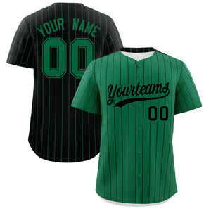 Custom Kelly Green Black Pinstripe Personalized Two-Tone Authentic Baseball Jersey