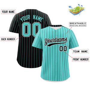 Custom Bright Green Black Pinstripe Personalized Two-Tone Authentic Baseball Jersey