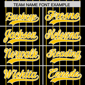 Custom Black Gold Pinstripe Personalized Two-Tone Authentic Baseball Jersey