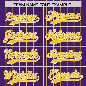 Custom Purple Gold Pinstripe Personalized Two-Tone Authentic Baseball Jersey