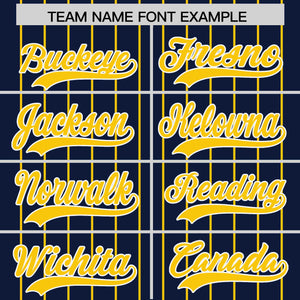 Custom Navy Gold Pinstripe Personalized Two-Tone Authentic Baseball Jersey