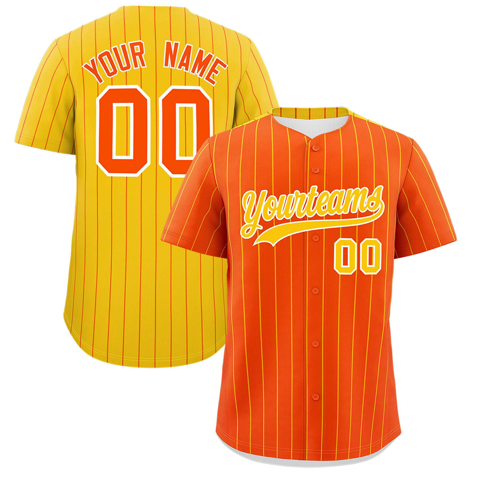 Custom Orange Gold Pinstripe Personalized Two-Tone Authentic Baseball Jersey