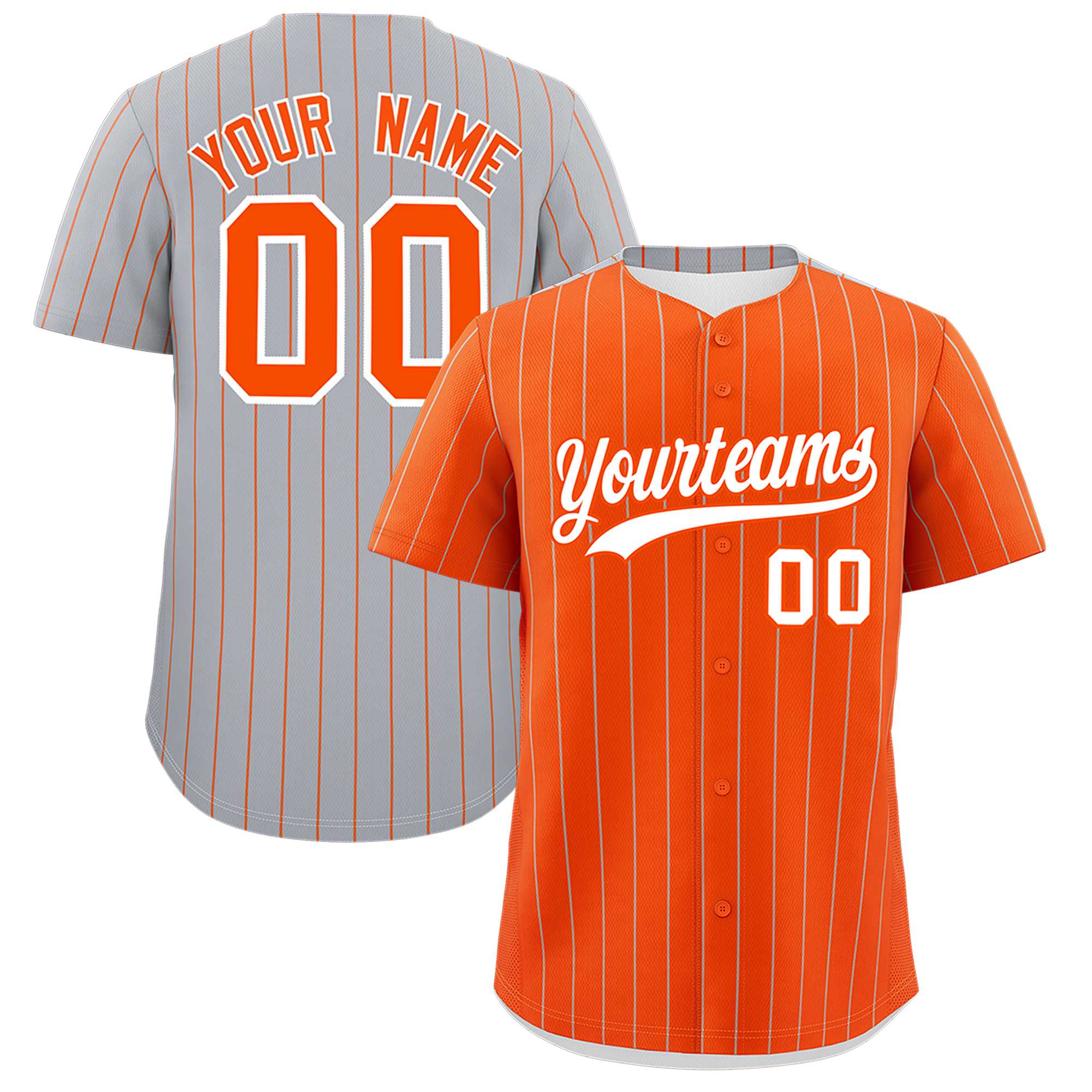 Custom Orange Gray Pinstripe Personalized Two-Tone Authentic Baseball Jersey