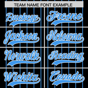 Custom Black Powder Blue Pinstripe Personalized Two-Tone Authentic Baseball Jersey