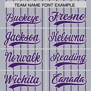 Custom Gray Purple Pinstripe Personalized Two-Tone Authentic Baseball Jersey