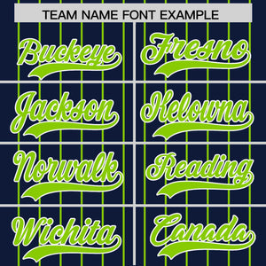 Custom Navy Neon Green Pinstripe Personalized Two-Tone Authentic Baseball Jersey