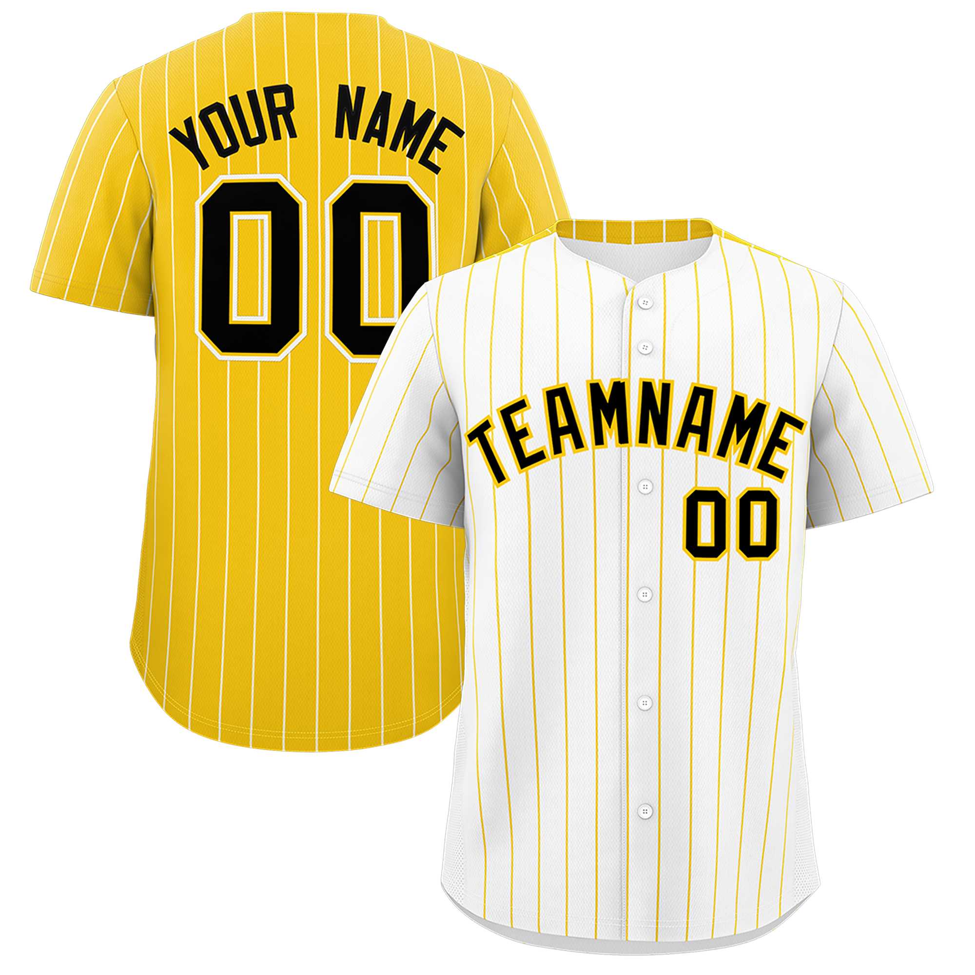 Custom White Gold Pinstripe Personalized Two-Tone Authentic Baseball Jersey