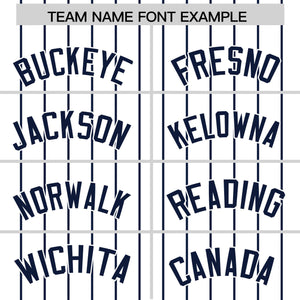 Custom White Navy Pinstripe Personalized Two-Tone Authentic Baseball Jersey