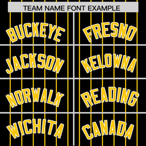 Custom Black Gold Pinstripe Personalized Two-Tone Authentic Baseball Jersey