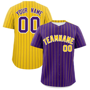 Custom Purple Gold Pinstripe Personalized Two-Tone Authentic Baseball Jersey