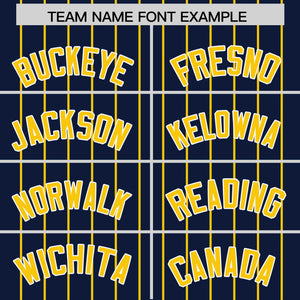 Custom Navy Gold Pinstripe Personalized Two-Tone Authentic Baseball Jersey