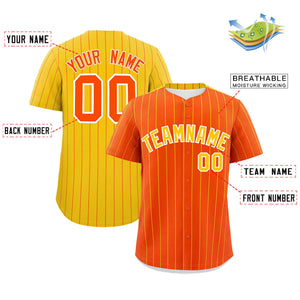 Custom Orange Gold Pinstripe Personalized Two-Tone Authentic Baseball Jersey