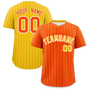 Custom Orange Gold Pinstripe Personalized Two-Tone Authentic Baseball Jersey