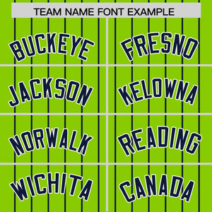 Custom Neon Green Navy Pinstripe Personalized Two-Tone Authentic Baseball Jersey