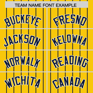 Custom Gold Navy Pinstripe Personalized Two-Tone Authentic Baseball Jersey