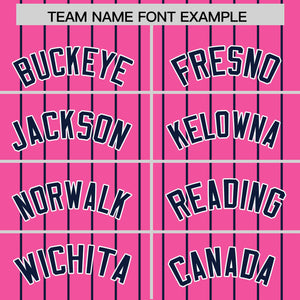 Custom Pink Navy Pinstripe Personalized Two-Tone Authentic Baseball Jersey