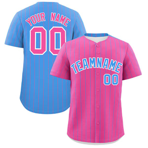 Custom Pink Powder Blue Pinstripe Personalized Two-Tone Authentic Baseball Jersey