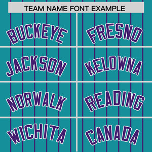 Custom Teal Purple Pinstripe Personalized Two-Tone Authentic Baseball Jersey