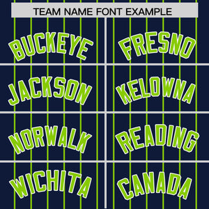 Custom Navy Neon Green Pinstripe Personalized Two-Tone Authentic Baseball Jersey