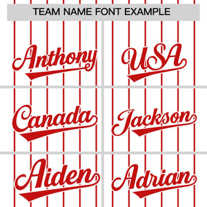 Custom White Red Pinstripe Personalized Two-Tone Authentic Baseball Jersey