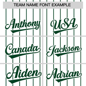 Custom White Green Pinstripe Personalized Two-Tone Authentic Baseball Jersey