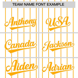 Custom White Yellow Pinstripe Personalized Two-Tone Authentic Baseball Jersey