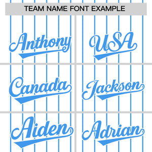 Custom White Powder Blue Pinstripe Personalized Two-Tone Authentic Baseball Jersey