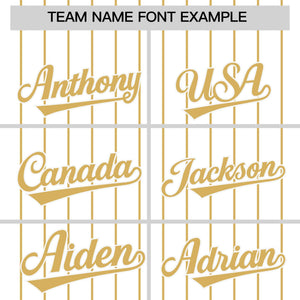 Custom White Old Gold Pinstripe Personalized Two-Tone Authentic Baseball Jersey