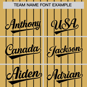 Custom Old Gold Black Pinstripe Personalized Two-Tone Authentic Baseball Jersey