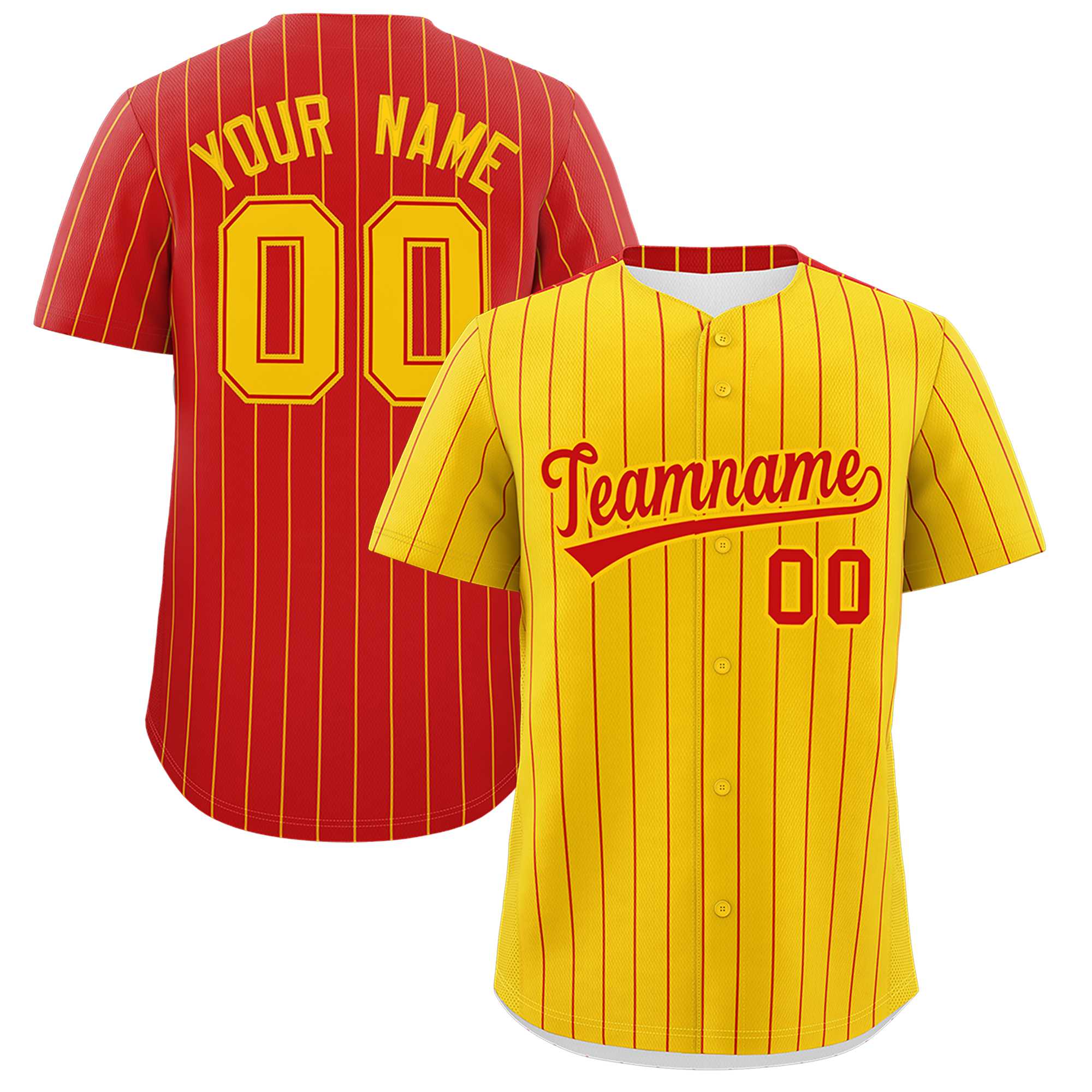 Custom Gold Red Pinstripe Personalized Two-Tone Authentic Baseball Jersey