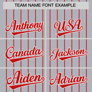 Custom Gray Red Pinstripe Personalized Two-Tone Authentic Baseball Jersey