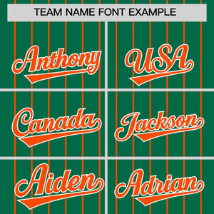 Custom Kelly Green Orange Pinstripe Personalized Two-Tone Authentic Baseball Jersey