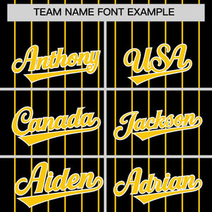 Custom Black Gold Pinstripe Personalized Two-Tone Authentic Baseball Jersey