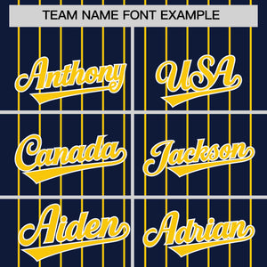 Custom Navy Gold Pinstripe Personalized Two-Tone Authentic Baseball Jersey